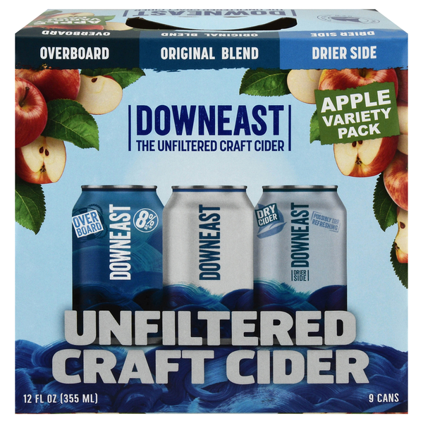 Downeast Unfiltered Craft Cider Variety Pack - 9 pk