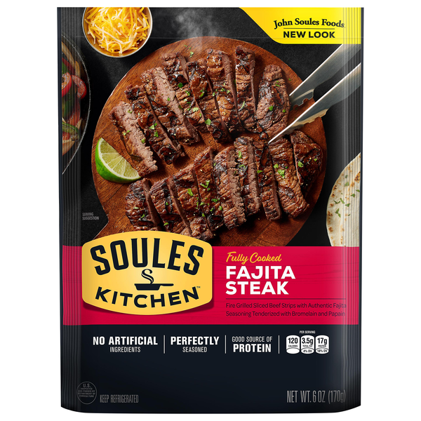 Soules Kitchen Fully Cooked Natural Fire Grilled Beef Steak Fajitas Strips