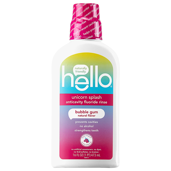 hello Kids Unicorn Splash Bubble Gum Anticavity Fluoride Rinse