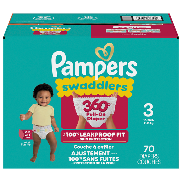 Pampers Swaddlers 360 Size 3 Baby Diapers 16-38 lb