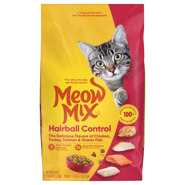 Meow Mix Hairball Control Chicken Turkey & Salmon Adult Dry Cat Food