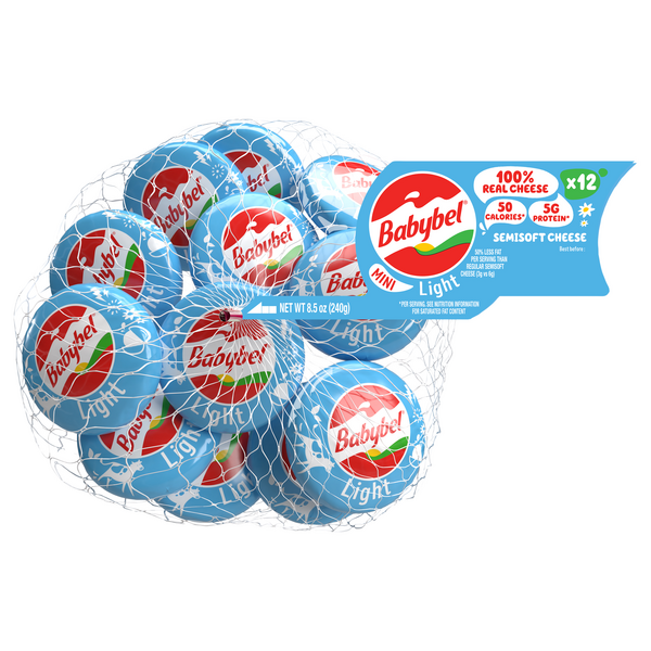 Babybel Mini Light Semi-Soft Snack Cheese - 12 ct