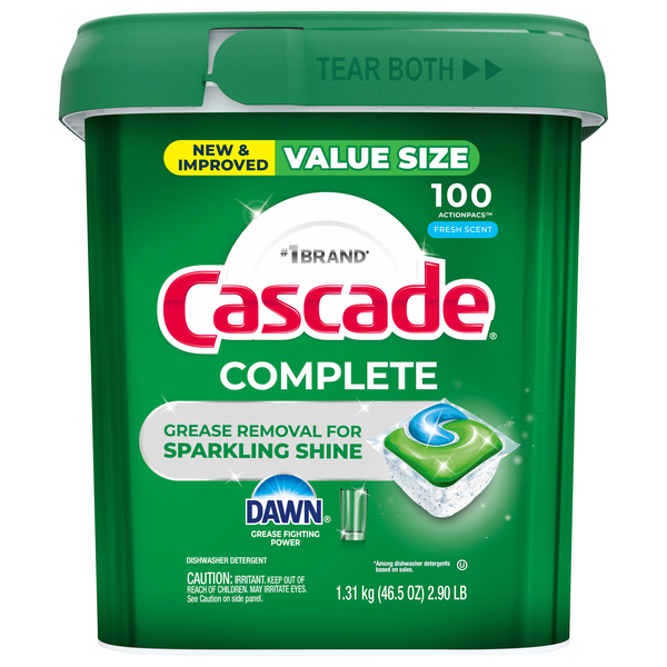 Cascade Complete Fresh Scent Dishwasher Detergent ActionPacs - 100 ct