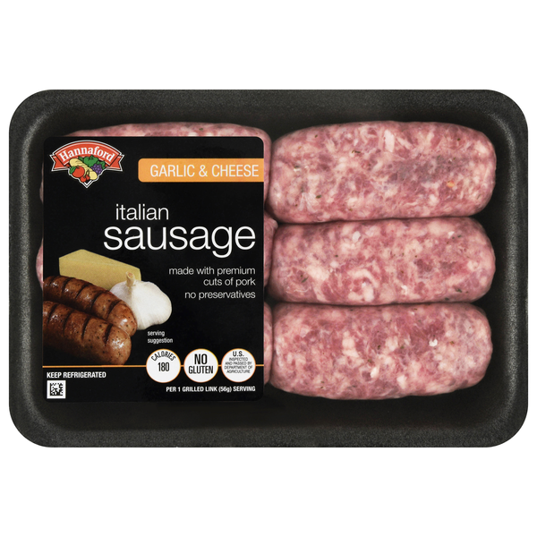 Hannaford Garlic & Cheese Italian Sausage - 6 ct Fresh