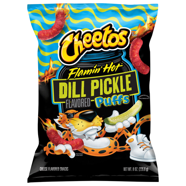 Cheetos Puffs Dill Pickle Flamin' Hot Cheese Flavored Snacks