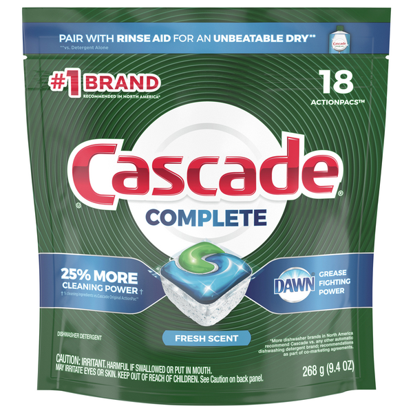 Save on Cascade Complete Dishwasher Detergent ActionPacs Dawn Lemon Scent Order Online Delivery