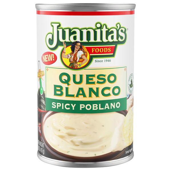 Juanita's Foods Queso Blanco Spicy Poblano Cheese Sauce