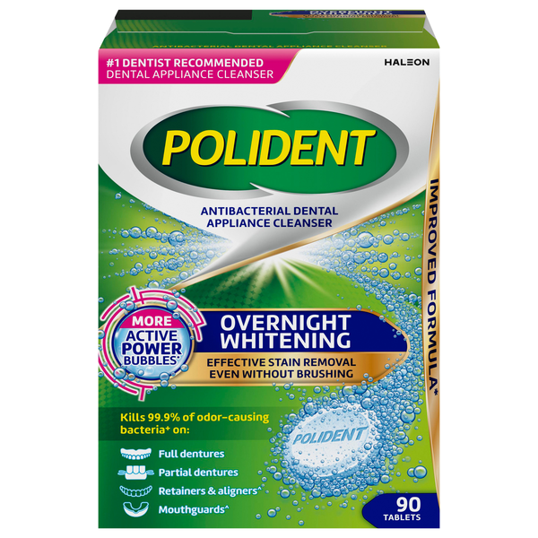 Polident Overnight Whitening Dental Appliance Cleanser Tablets