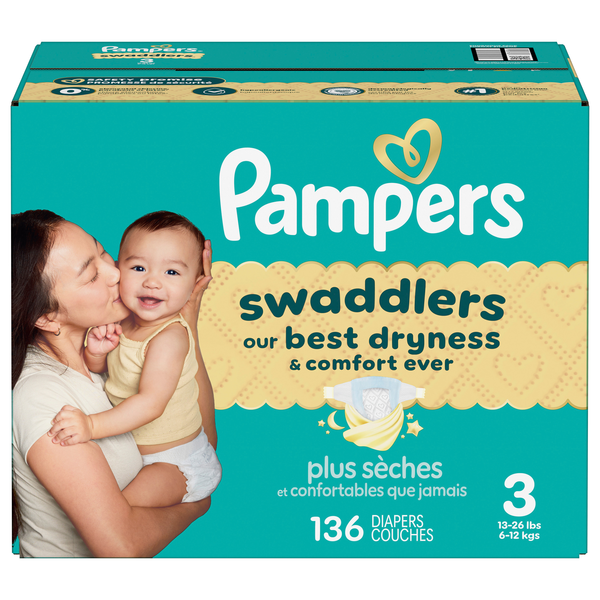 Pampers Swaddlers Size 3 Baby Diapers 16-28 lb