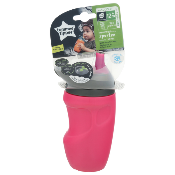 Tommee Tippee Toddler Sportee Insulated Bottle Pink 9 oz 12m+
