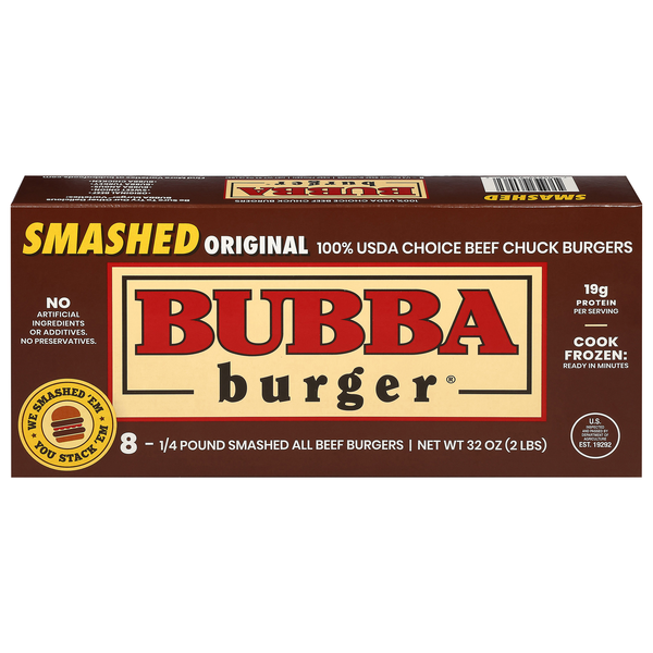Bubba Burger Smashed Original Beef Chuck Burgers - 8 ct Frozen