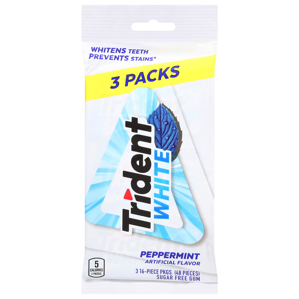 Trident Sugar Free White Peppermint Gum - 3 pk