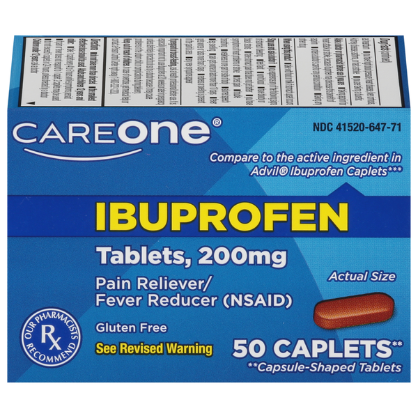 CareOne Ibuprofen Pain Relief 200 mg Caplets Gluten Free