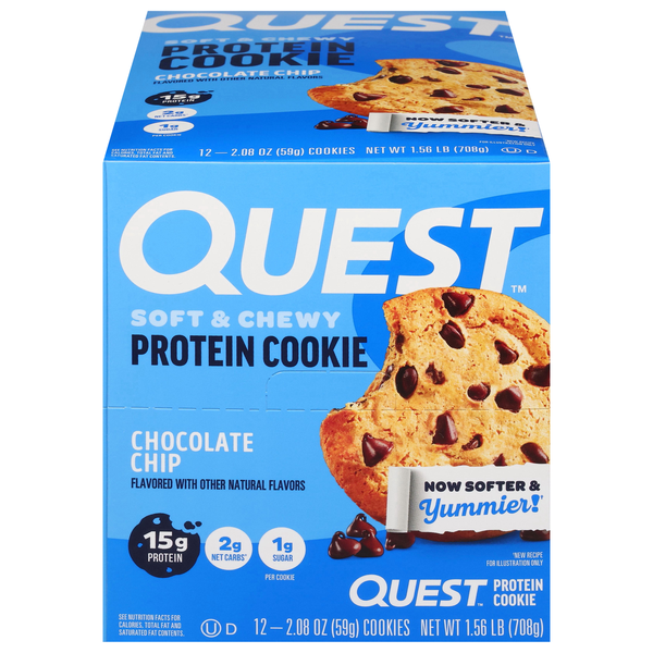 Quest Keto Friendly Chocolate Chip 15g Protein Soft & Chewy Cookie - 12 ct