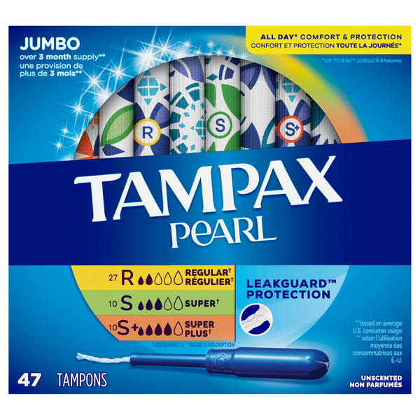 Tampax Pearl Unscented Regular-Super-Super Plus Tampons