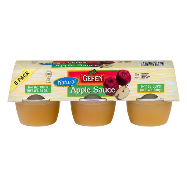 Gefen Natural Applesauce Cups Kosher For Passover - 6 ct