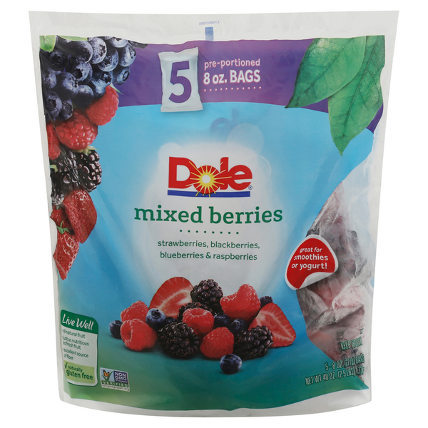 Dole Mixed Berries Pre-Portioned Bags - 5 ct Frozen