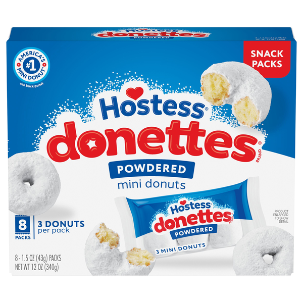 Hostess Donettes On the Go! Mini Powdered Donuts - 8 ct