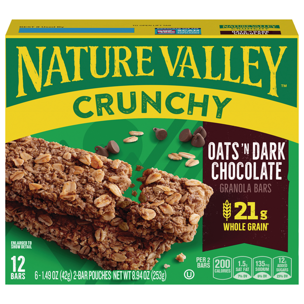 Nature Valley Oats 'n Dark Chocolate Crunchy Granola Bars - 12 ct