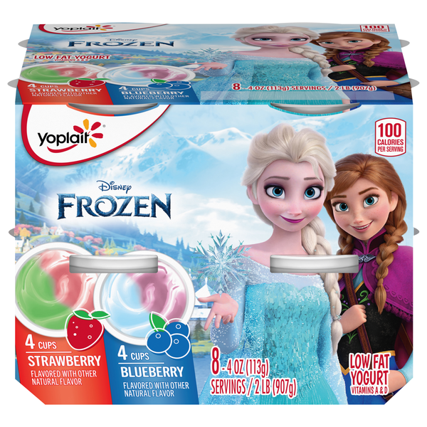 Yoplait Kids Disney Frozen II Low Fat Blueberry/Strawberry Yogurt Cup 8 ct