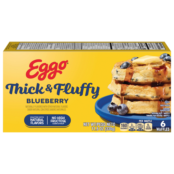 Eggo Thick & Fluffy Blueberry Belgian Style Waffles - 6 ct