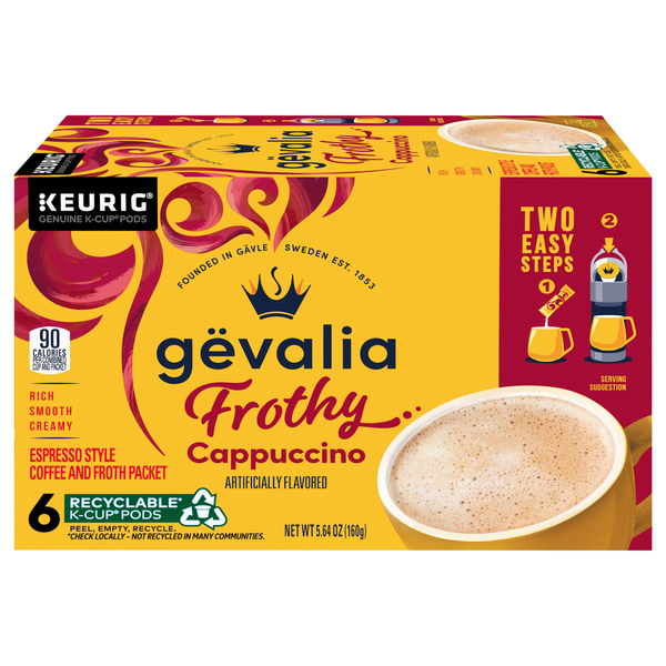 Gevalia Frothy Cappuccino Flavored Espresso Style K-Cup Coffee Pods