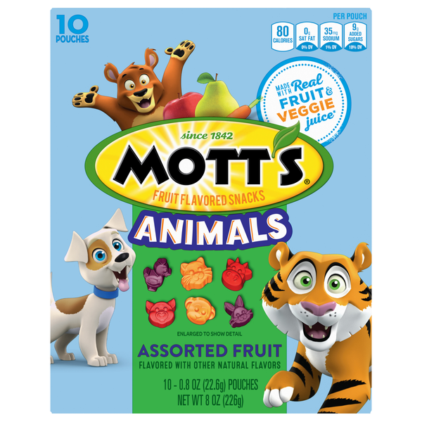 Mott's Animals Fruit Flavored Snacks Assorted Fruit - 10 ct