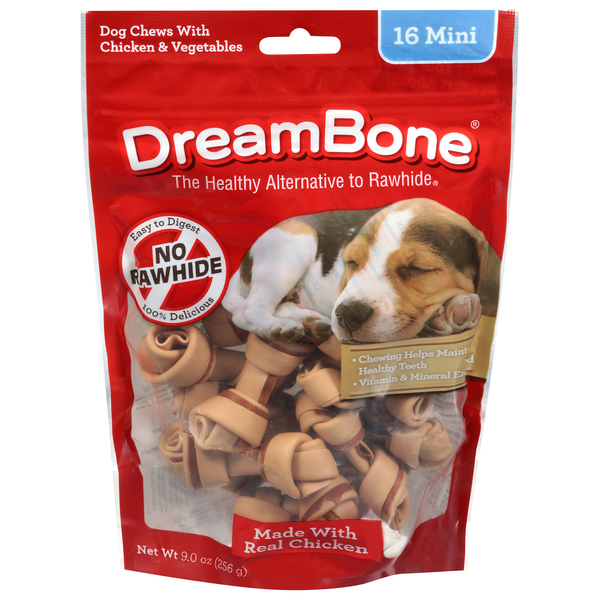 DreamBone Vegetable & Chicken Rawhide Free Mini Dog Chews - 16 ct