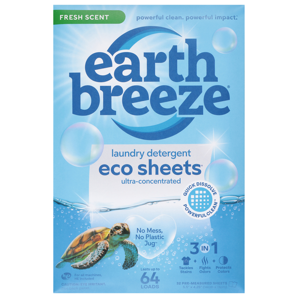 Earth Breeze Fresh Scent Eco Laundry Detergent Sheets