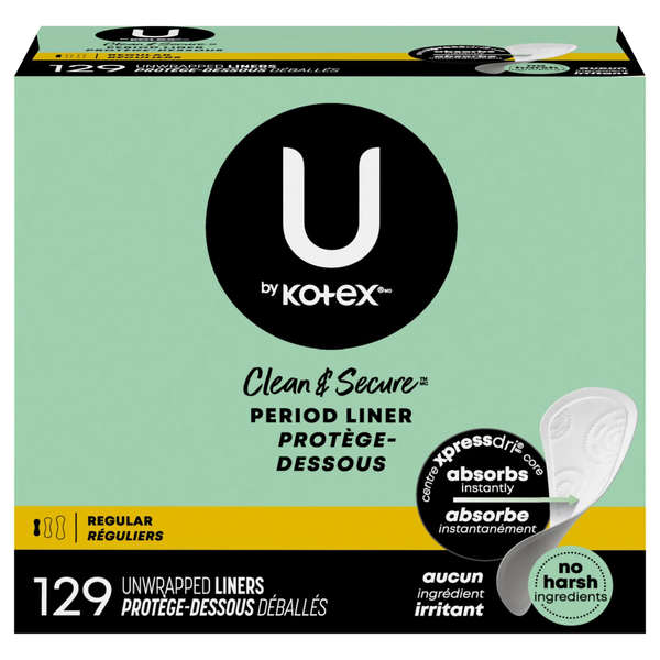 U by Kotex Clean & Secure Unscented Regular Liners