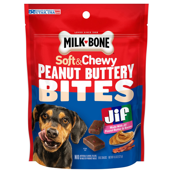 Milk-Bone Soft & Chewy Peanut Buttery Bites with Bacon Dog Snacks