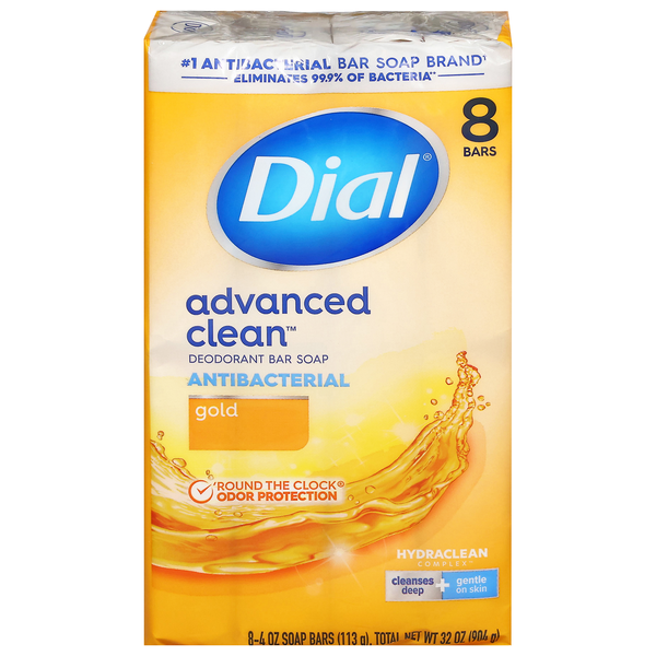 Dial Advanced Clean Gold Antibacterial Deodorant Soap Bars - 8 ct