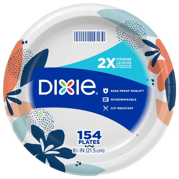 Dixie Heavy Duty Paper Plates Flowers Bloom 8.5 Inch