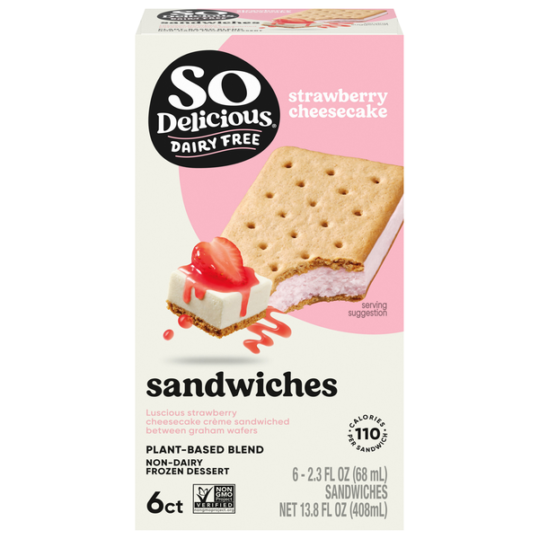 So Delicious Plant-Based Strawberry Cheesecake Dessert Sandwiches - 6 ct