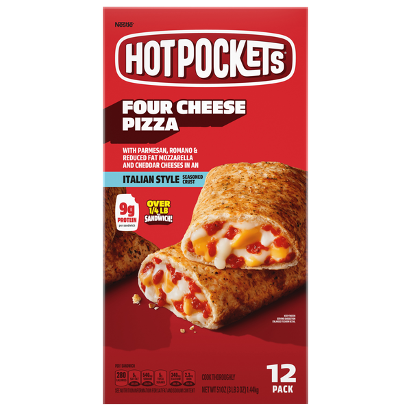 HOT POCKETS Four Cheese Pizza Seasoned Crust Sandwiches - 12 ct Frozen