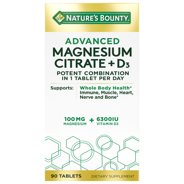 Nature's Bounty Advanced Magnesium Citrate + D3 Tablets