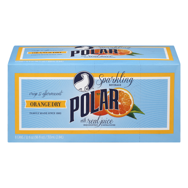 Polar Orange Dry Sparkling Beverage Soda - 8 pk