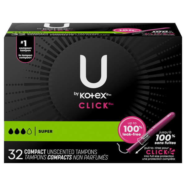 U by Kotex Click Unscented Super Compact Tampons