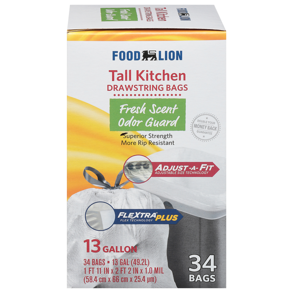 Food Lion Flextra Plus Fresh Scent Tall Kitchen Drawstring Bags