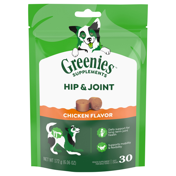 GREENIES Supplements Hip & Joint Chicken Flavor Soft Chews Adult Dogs 30ct
