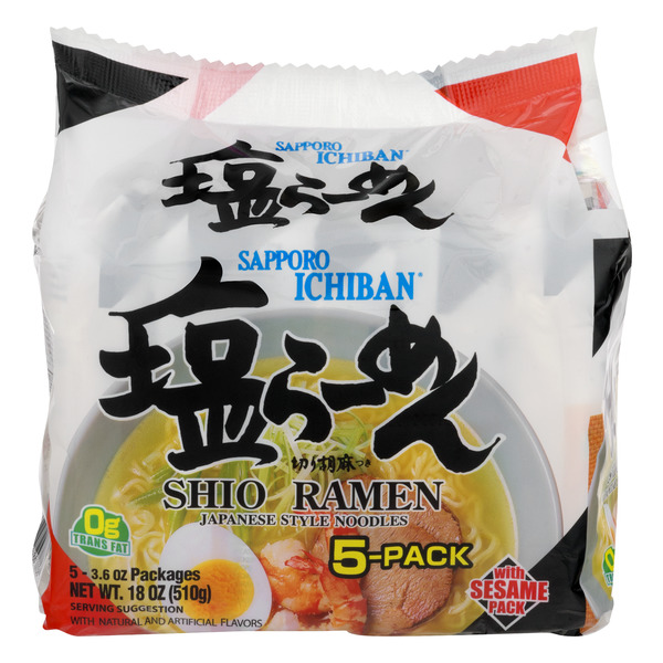 Sapporo Ichiban Shio Ramen Japanese Style Noodle Soup - 5 ct