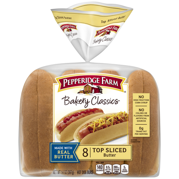 Save on Pepperidge Farm Bakery Classics Butter Hot Dog Buns Top Sliced