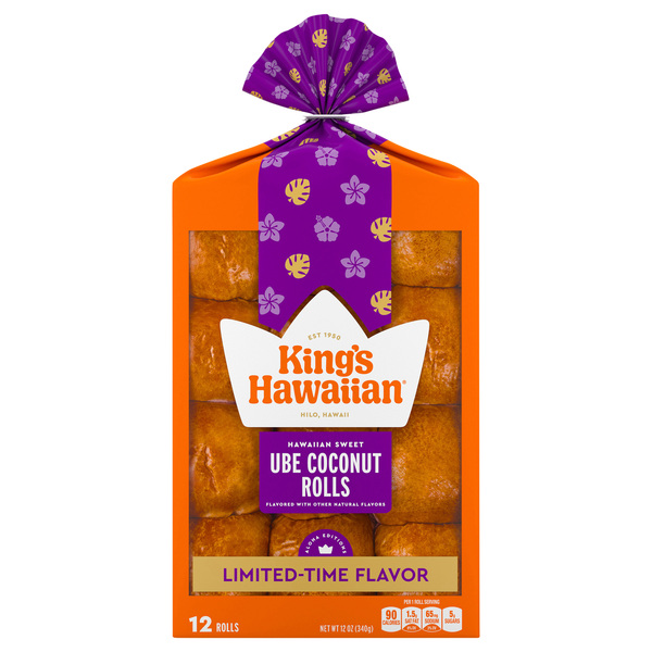 King's Hawaiian Ube Coconut Sweet Dinner Rolls - 12 ct