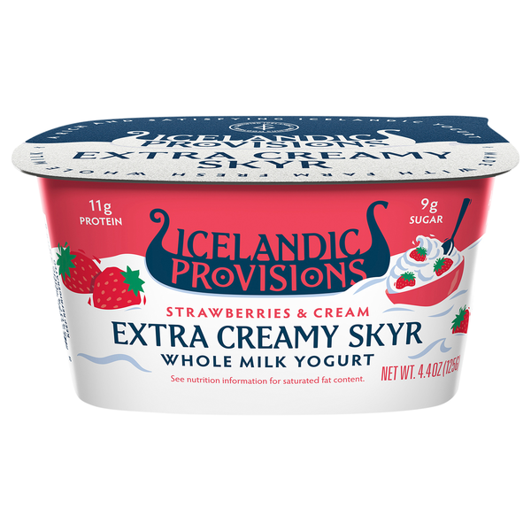 Icelandic Provisions Extra Creamy Strawberries & Cream Skyr Yogurt Cup