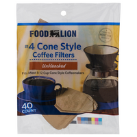 Food Lion #4 Cone Style 8-12 Cup Unbleached Coffee Filters