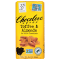 Chocolove Gluten Free Toffee & Almonds Milk Chocolate Candy Bar 33% Cocoa