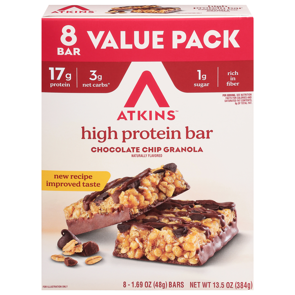 Atkins Chocolate Chip Granola Protein Meal Bar Value Pack - 8 ct