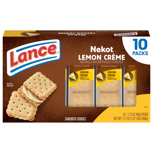 Lance Nekot Lemon Creme Sandwich Cookie Packs - 10 ct