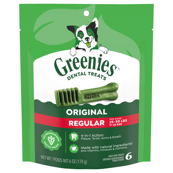 GREENIES Original Regular Adult Dental Dog Treats - 6 ct