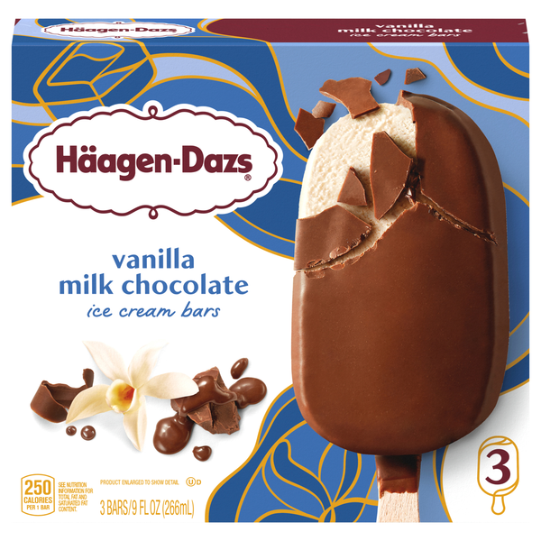 Haagen-Dazs Vanilla Milk Chocolate Ice Cream Bars - 3 ct